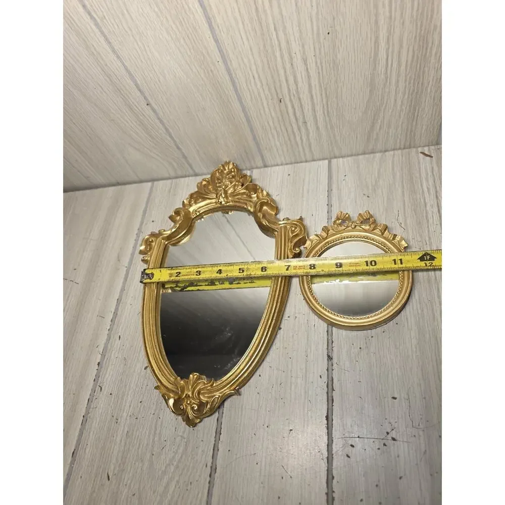 Vintage Decorative Wall Mirrors Gold Floral Shield Shape Set Of 2 Victorian